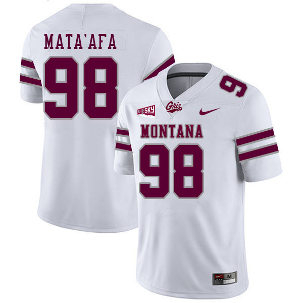 Montana Grizzlies #98 Matai Mata'afa College Football Jerseys Stitched Sale-White